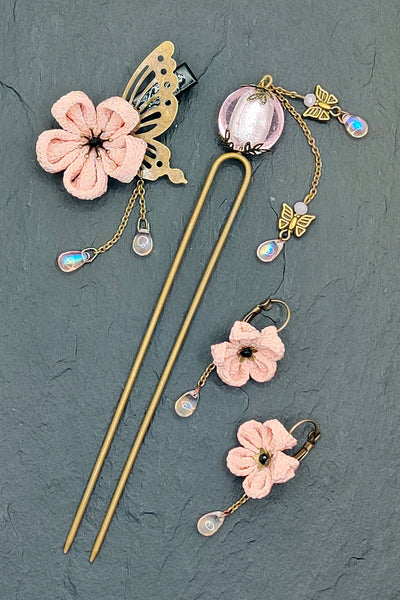 Barrette PAPILLON rose pale - Fleurs d'Ascenseurs