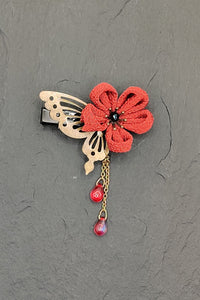 Barrette PAPILLON Rouge - Fleurs d'Ascenseurs