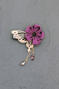 Barrette PAPILLON violet - Fleurs d'Ascenseurs