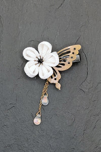 Barrette PAPILLON blanc - Fleurs d'Ascenseurs