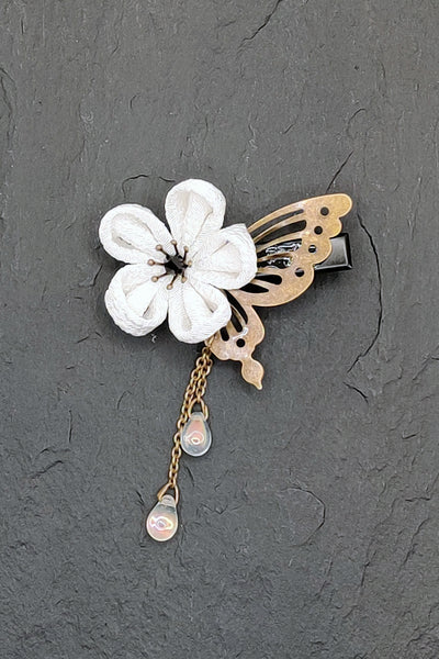 Barrette PAPILLON blanc - Fleurs d'Ascenseurs