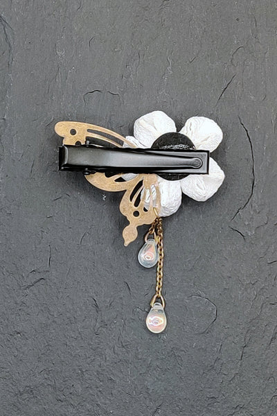 Barrette PAPILLON blanc - Fleurs d'Ascenseurs