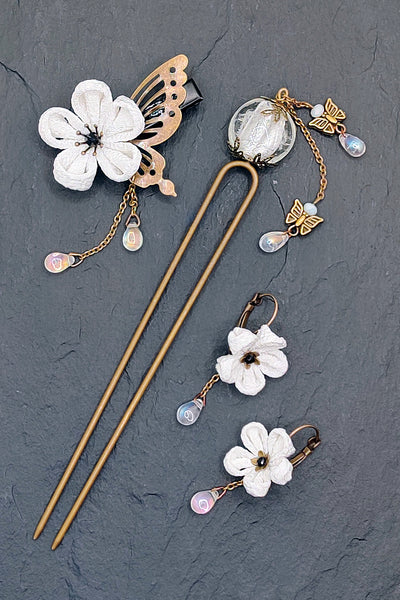 Barrette PAPILLON blanc - Fleurs d'Ascenseurs