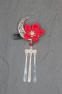 Barrette LUNA Rouge - Fleurs d'Ascenseurs