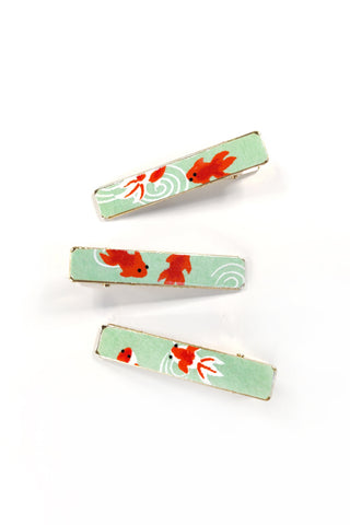 Petites pinces WASHI Poissons vert - Fleurs d'Ascenseurs