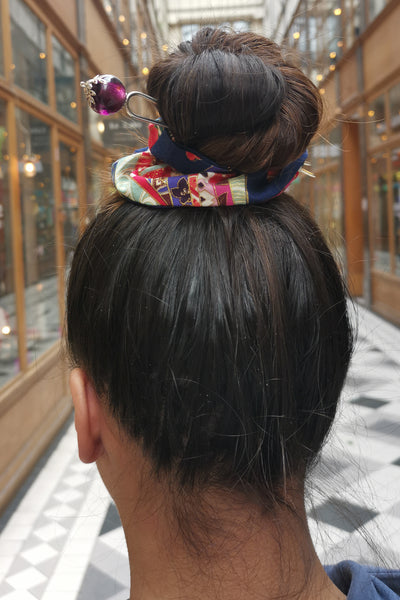 CHU CHU ! Sakura noir, chouchou japonais pour cheveux - Fleurs d'Ascenseurs