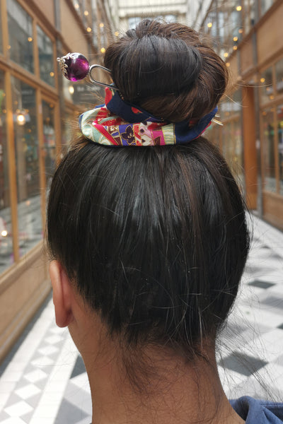 CHU CHU ! Grues dans les pins violet, chouchou japonais pour cheveux - Fleurs d'Ascenseurs