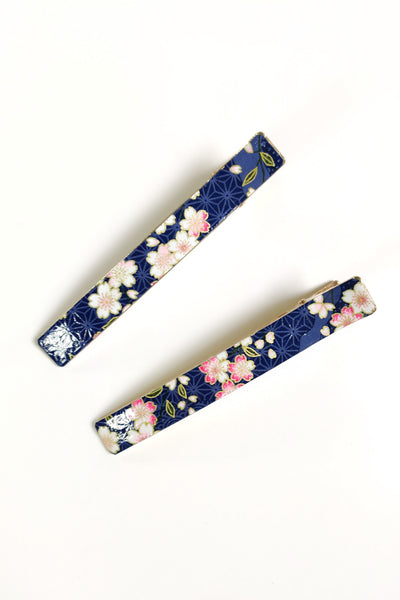 Grande Pince Pélican WASHI Sakura bleu - Fleurs d'Ascenseurs