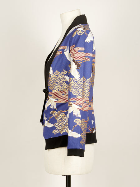 Veste tailleur KABUTO Grues Kanage marine profil - Fleurs d'Ascenseurs