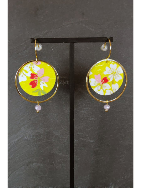 Boucles d'oreilles ASAHI Cerisier jaune - Fleurs d'Ascenseurs