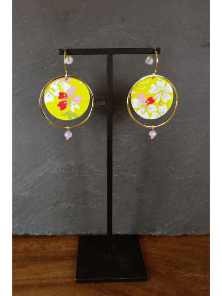 Boucles d'oreilles ASAHI Cerisier jaune - Fleurs d'Ascenseurs