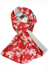 Echarpe chaude en tissu japonais sakura rouge
