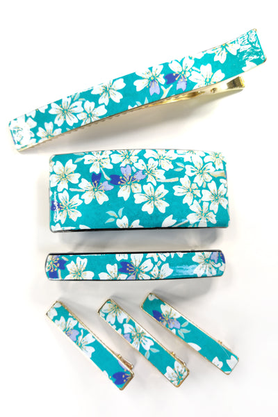 Grande Pince Pélican WASHI Cerisier turquoise