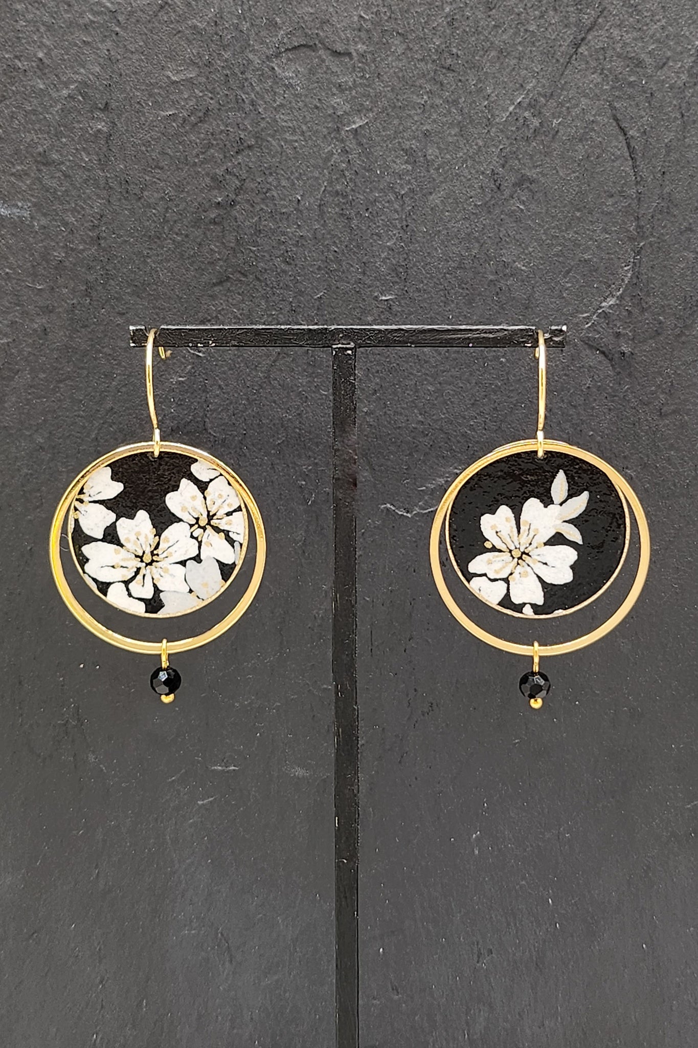 Boucles d'oreilles ASAHI Cerisier noir - Fleurs d'Ascenseurs