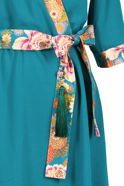 Robe IZUMI Hanabi turquoise - Fleurs d'Ascenseurs