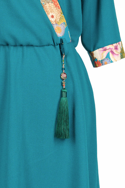 Robe IZUMI Hanabi turquoise - Fleurs d'Ascenseurs