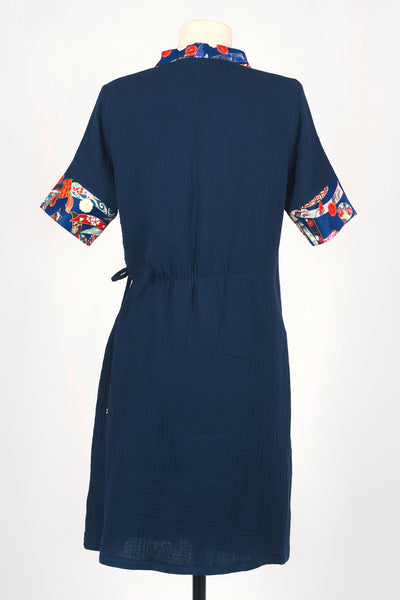 Robe japonaise CAPUCINE Musubi marine - Fleurs D'Ascenseurs