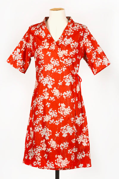Robe japonaise YUKATA Sakura rouge - Fleurs D'Ascenseurs