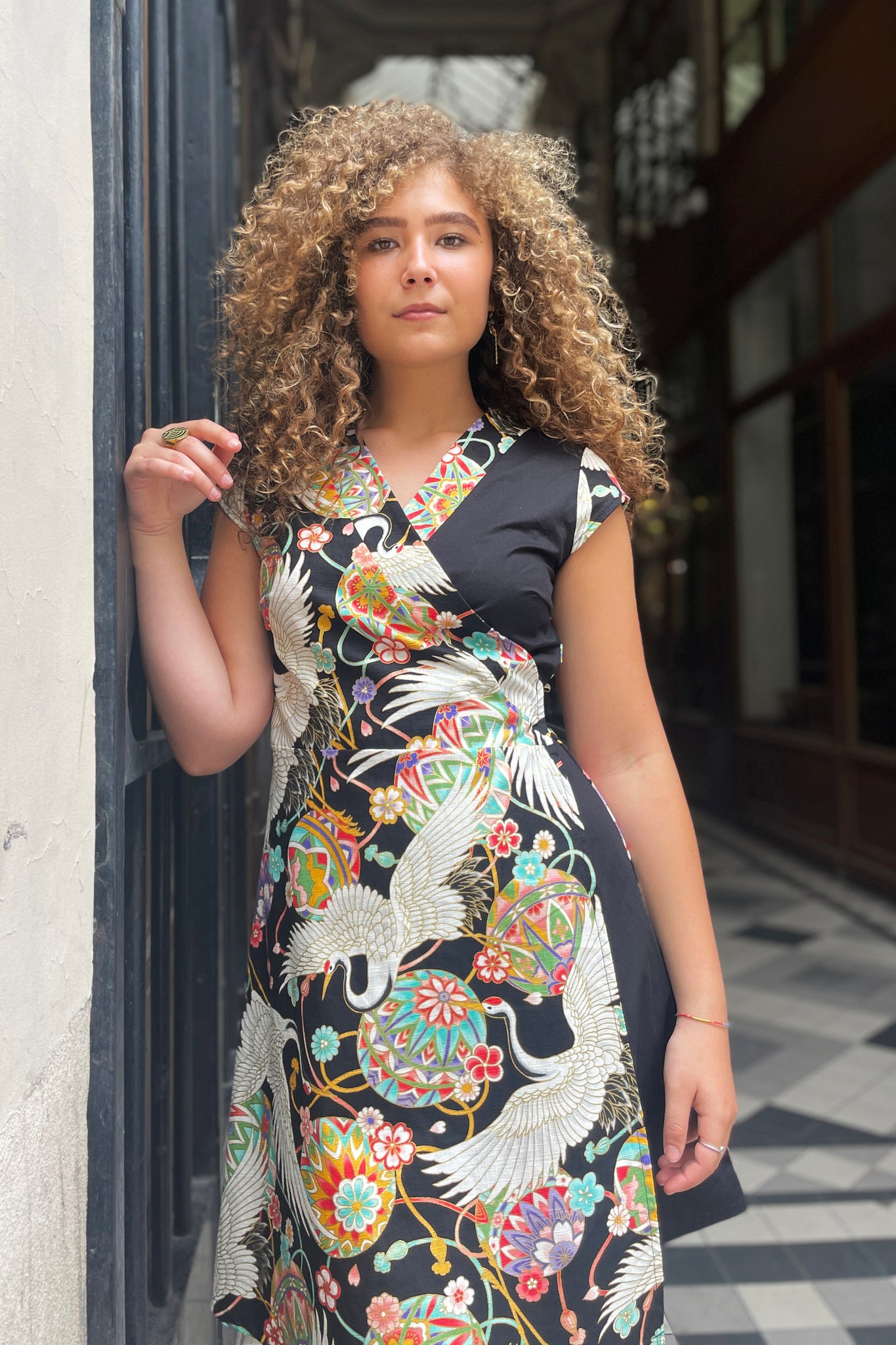 Robe japonaise NOA Temari noir - Fleurs d'Ascenseurs