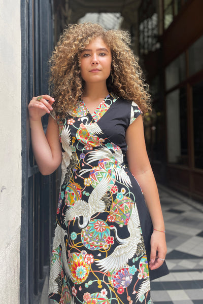 Robe japonaise NOA Temari noir - Fleurs d'Ascenseurs