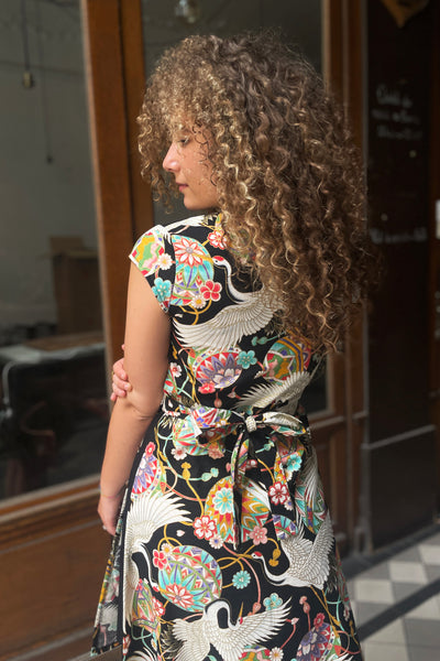 Robe japonaise NOA Temari noir - Fleurs d'Ascenseurs