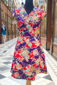 Robe japonaise NOA Kumo violet - Fleurs d'Ascenseurs