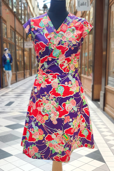 Robe japonaise NOA Kumo violet - Fleurs d'Ascenseurs