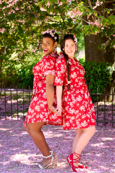 Robe japonaise CAPUCINE Musubi marine - Fleurs D'Ascenseurs