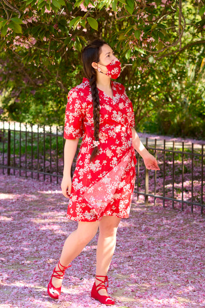 Robe japonaise YUKATA Sakura rouge - Fleurs D'Ascenseurs
