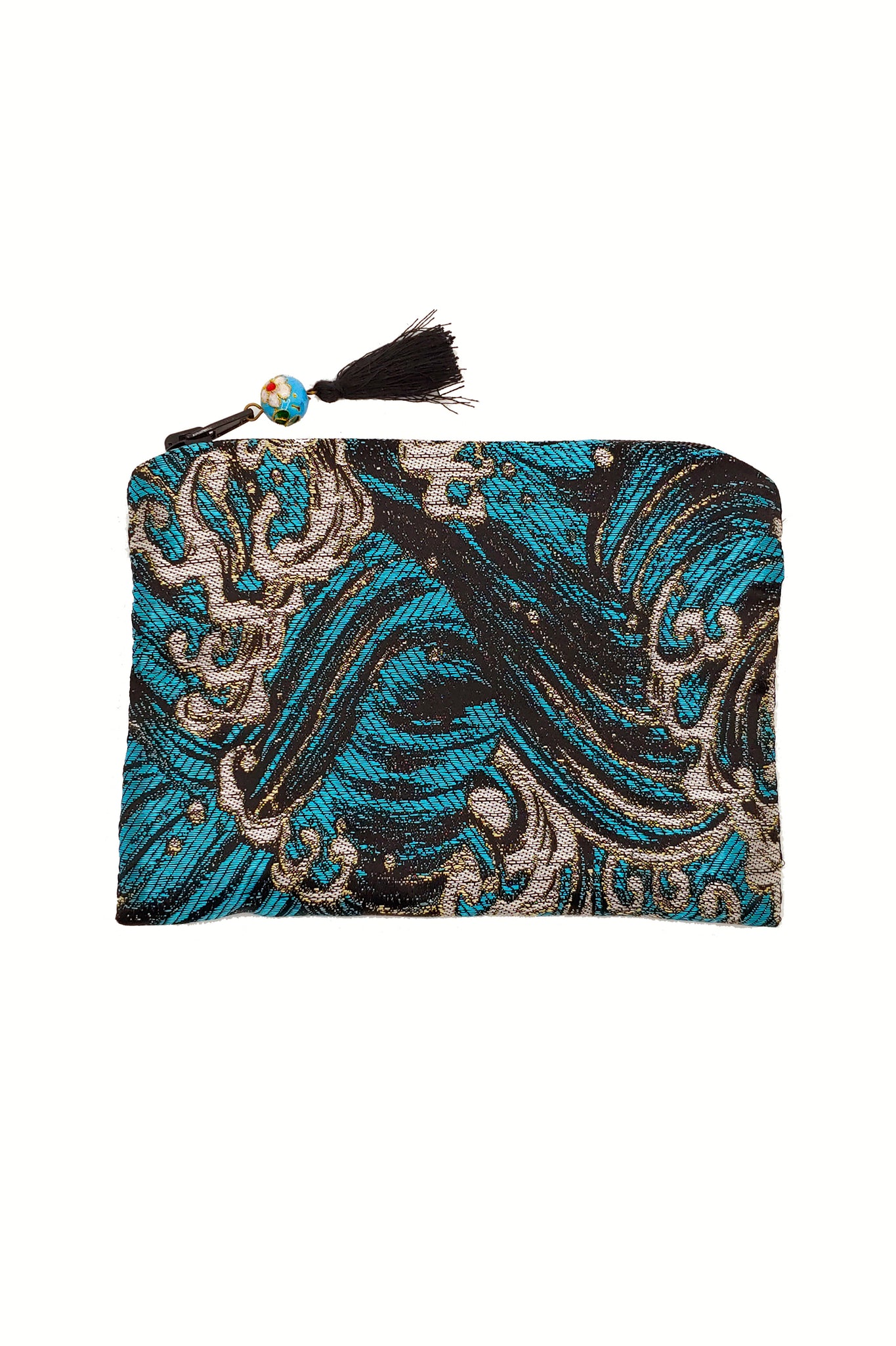 Trousse MOON Brocart Vague turquoise - Fleurs d'Ascenseurs