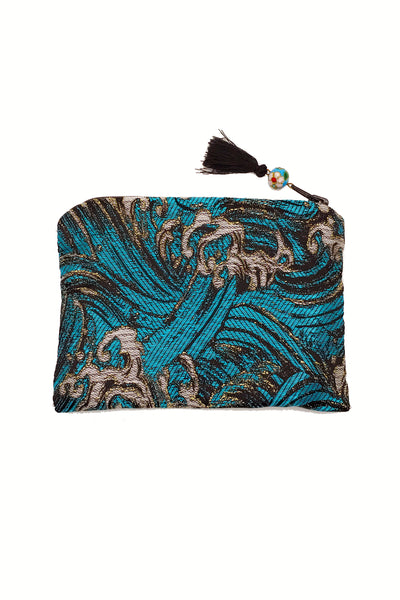 Trousse MOON Brocart Vague turquoise - Fleurs d'Ascenseurs