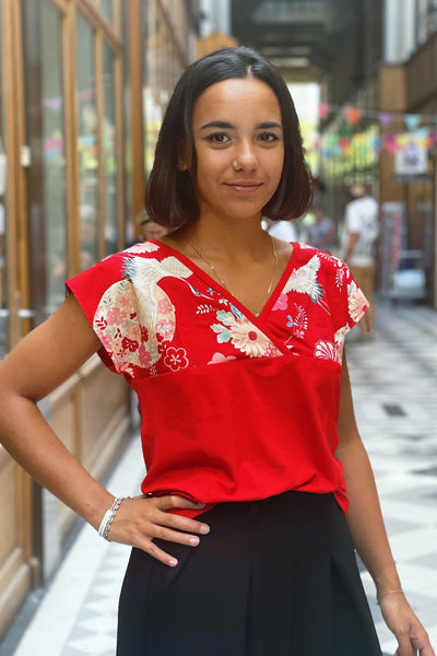T-shirt NAOKO Bulle rouge - Fleurs d'Ascenseurs