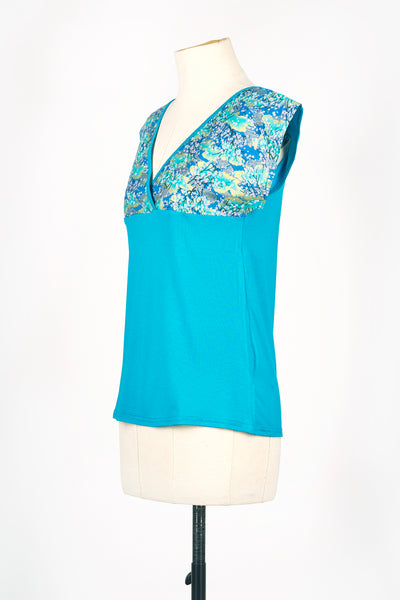 T-shirt NAOKO Ume turquoise - Fleurs d'Ascenseurs