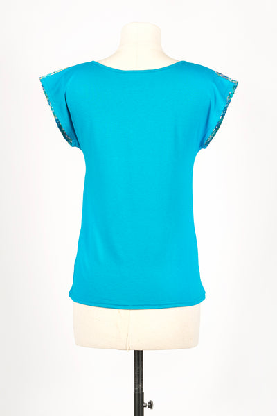 T-shirt NAOKO Ume turquoise - Fleurs d'Ascenseurs