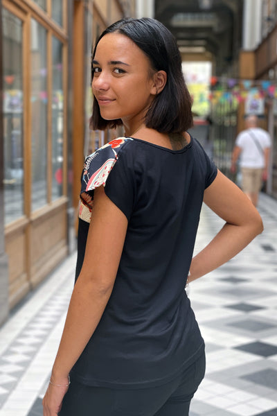 T-shirt NAOKO Bulle noire - Fleurs d'Ascenseurs