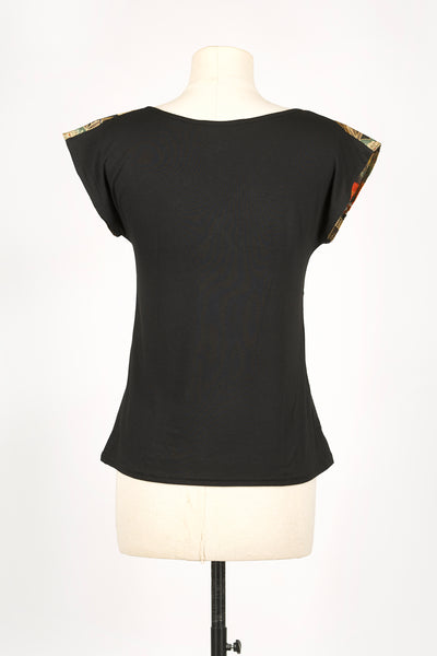 T-shirt NAOKO Grues dans les pins marron - Fleurs d'Ascenseurs