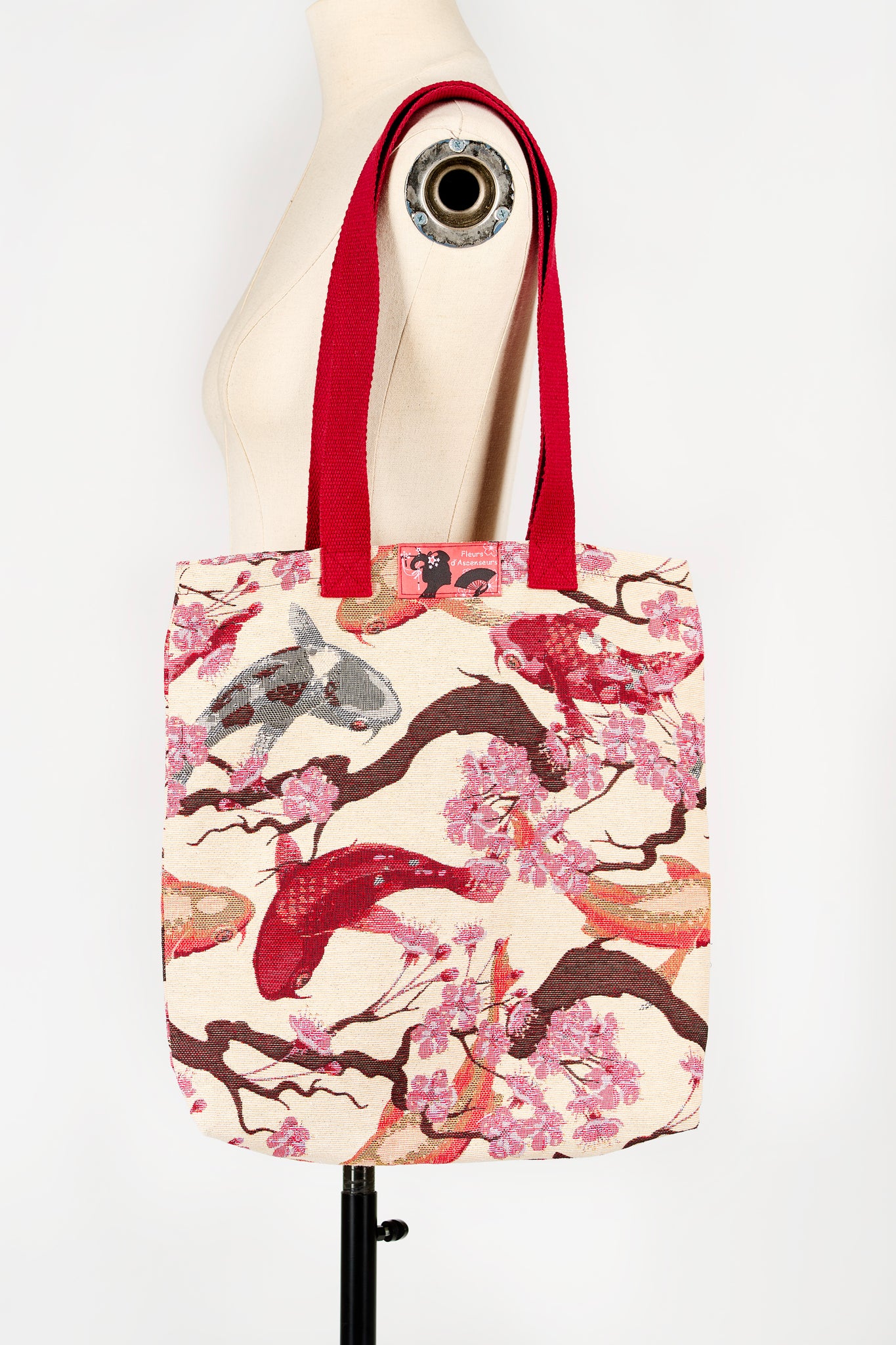 Sac totebag Carpes bordeaux - Fleurs d'Ascenseurs