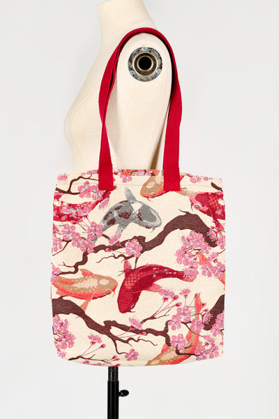 Sac totebag Carpes bordeaux - Fleurs d'Ascenseurs
