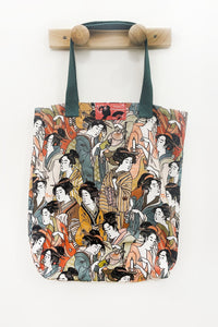 Sac totebag Geisha kaki - Fleurs d'Ascenseurs