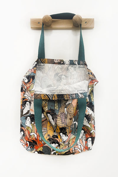 Sac totebag Geisha kaki - Fleurs d'Ascenseurs