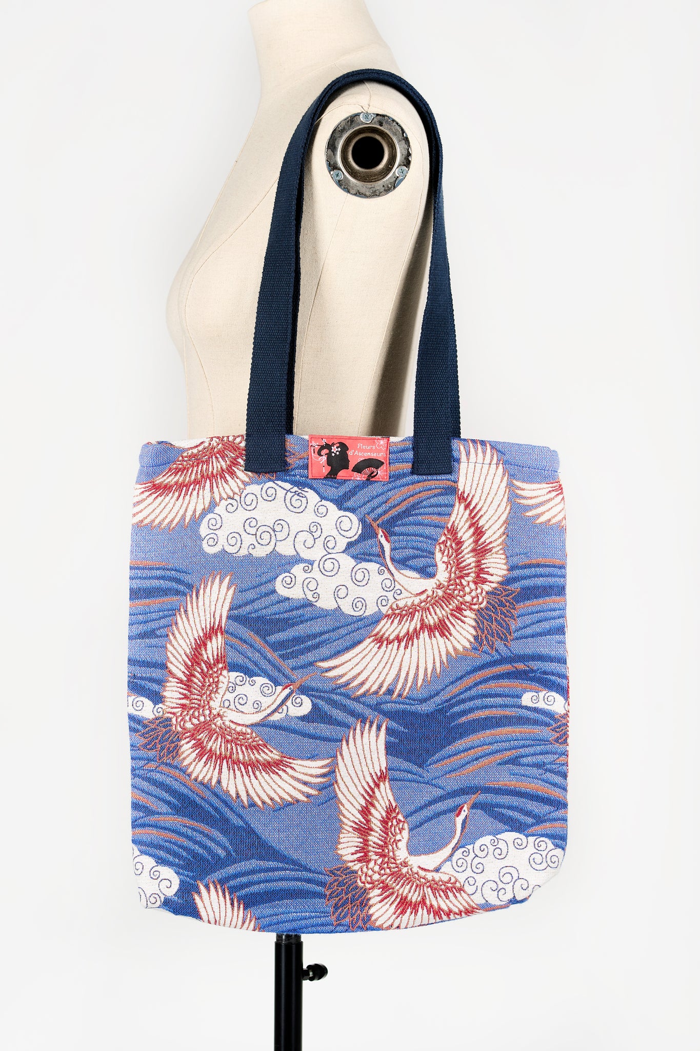 Sac totebag Grues et ciel bleu - Fleurs d'Ascenseurs