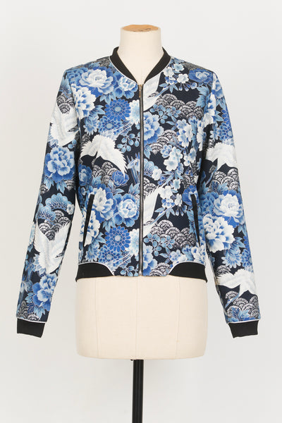 Veste bombers SHURI Grues argent - Fleurs d'Ascenseurs