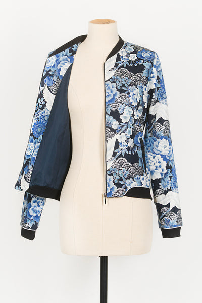 Veste bombers SHURI Grues argent - Fleurs d'Ascenseurs