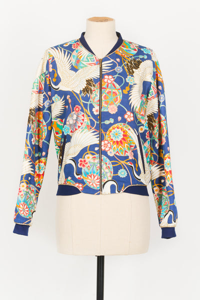 Veste bombers SHURI Temari bleu - Fleurs d'Ascenseurs
