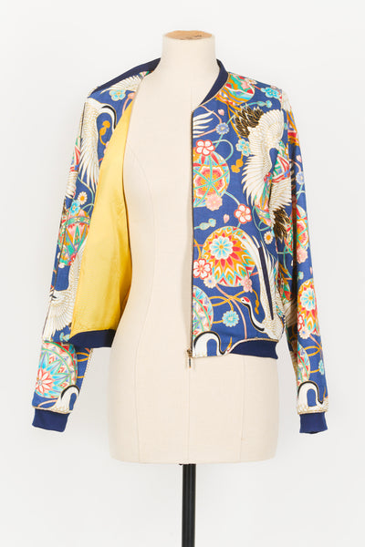 Veste bombers SHURI Temari bleu - Fleurs d'Ascenseurs