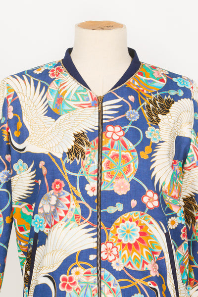 Veste bombers SHURI Temari bleu - Fleurs d'Ascenseurs