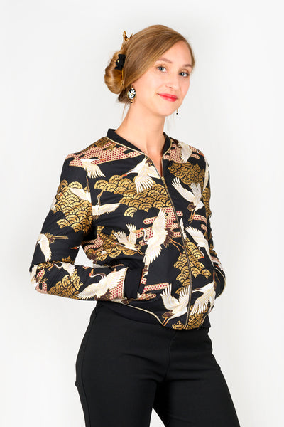 Veste bombers SHURI Temari bleu - Fleurs d'Ascenseurs
