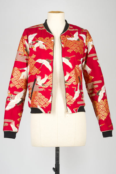 Veste bombers SHURI Kanage bordeaux - Fleurs d'Ascenseurs